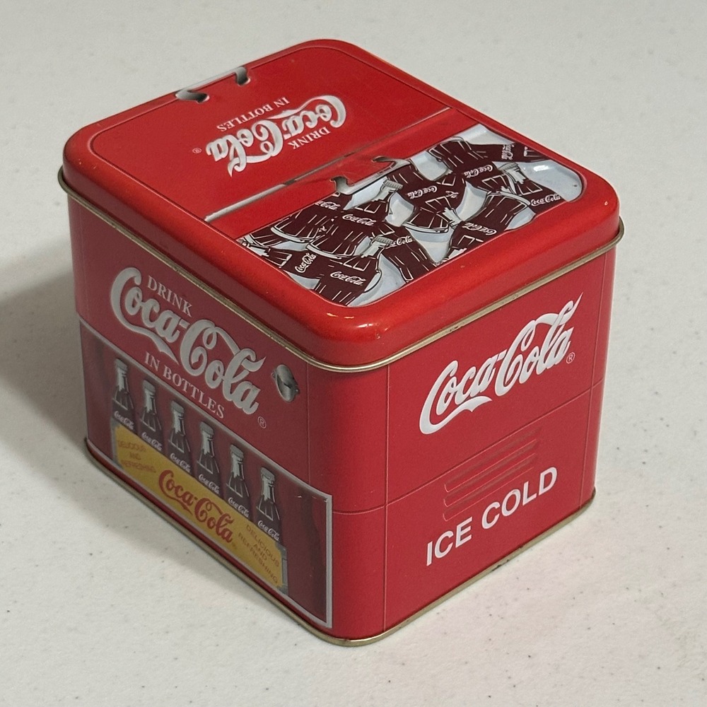 Coca-Cola Collectible Vintage 6pk Cooler Replica Metal Storage Tin Red Retro